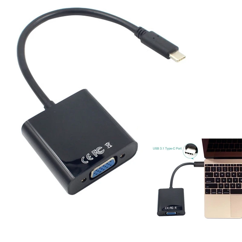 

USB-C USB3.1 Type C для адаптера кабеля VGA папа для VGA мама конвертер для передачи видео 1080P для Macbook 12 дюймов