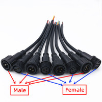 2Pcs M16 2 3 4 5 Pin Waterproof IP65 Cable Wire Plug for LED Strips Male and Female Jack 22mm nut Connector 20CM OD 6mm