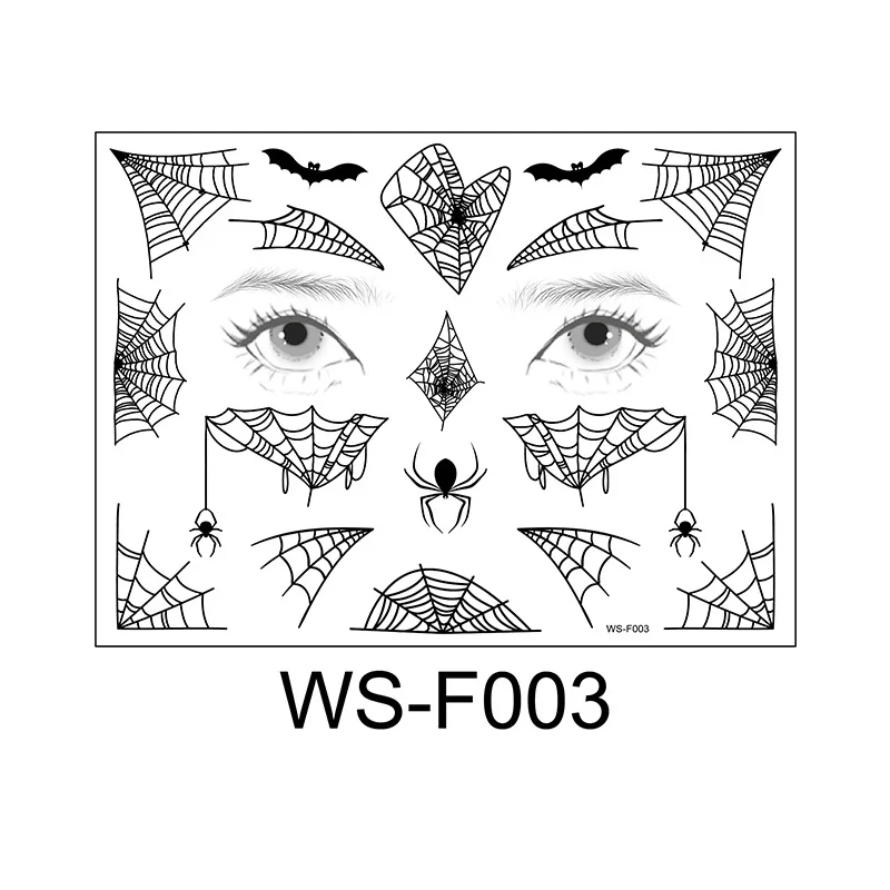 Day of the Dead Halloween Spider Web Tattoo Face Makeup False Temporary Waterproof Sticker Body Art Tattoos for Party Decals