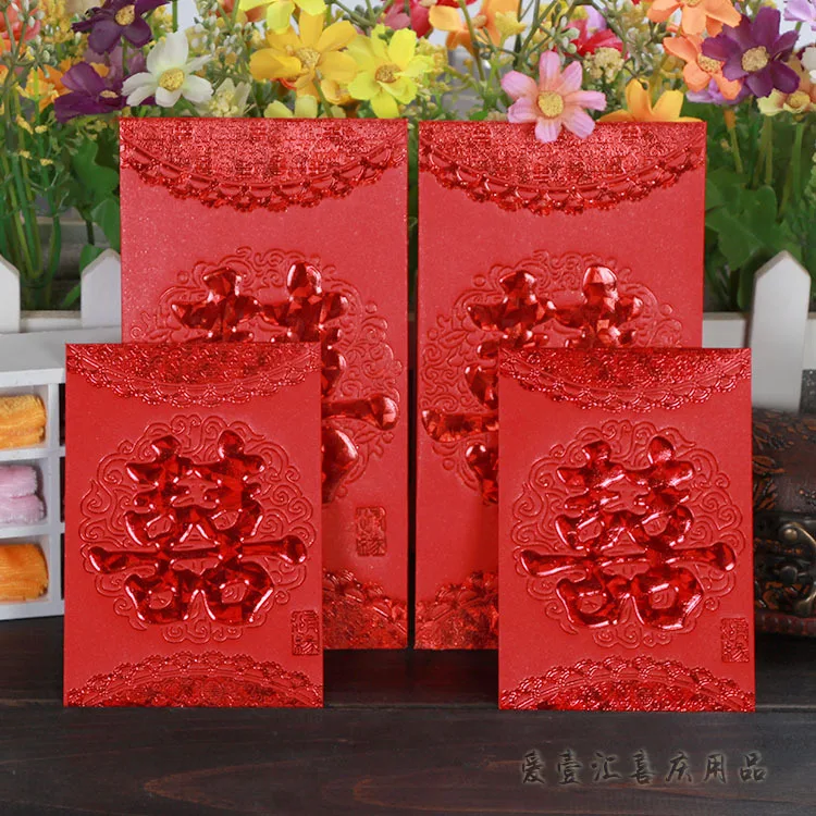 Enveloppe rouge chinoise épaissie, sac de mariage, créatif, festival du printemps, nouvel an, anniversaire, senior, 6 pièces par lot