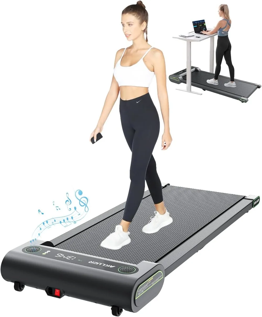 Walking Pad Treadmill Under Desk, 2 in 1 Desk Treadmill Space Saving for Home Office, Portable Treadmill 265lbs Capacity 2.25 HP