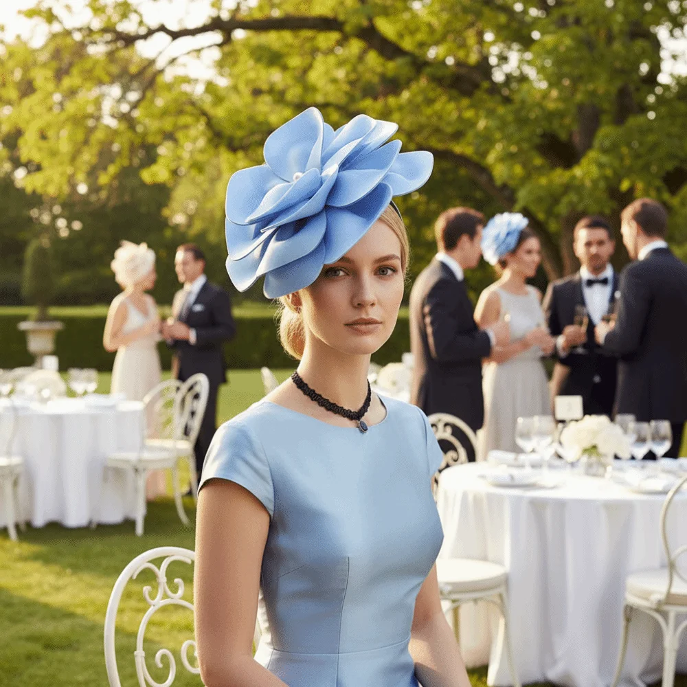 أزياء خوذة 3D زهرة قطع زينة قبعة كبيرة زهرة الشاي الرسمي قبعات الحفلات زهرة كبيرة عقال حفلات الشاي #1