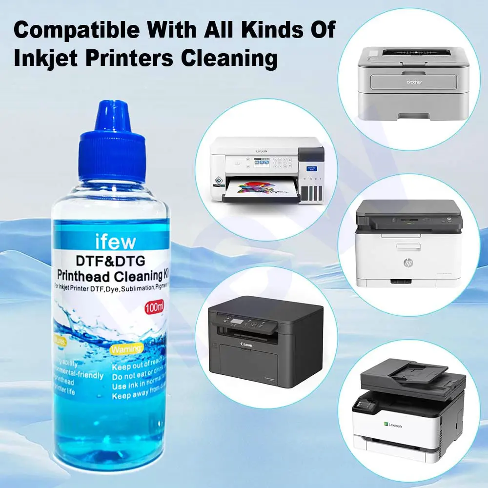 Epson Hp Brother Canon 노즐 및 프린트 헤드 클리너와 호환되는 100ML 잉크젯 프린터 헤드 청소 키트 프린터 헤드 청소용