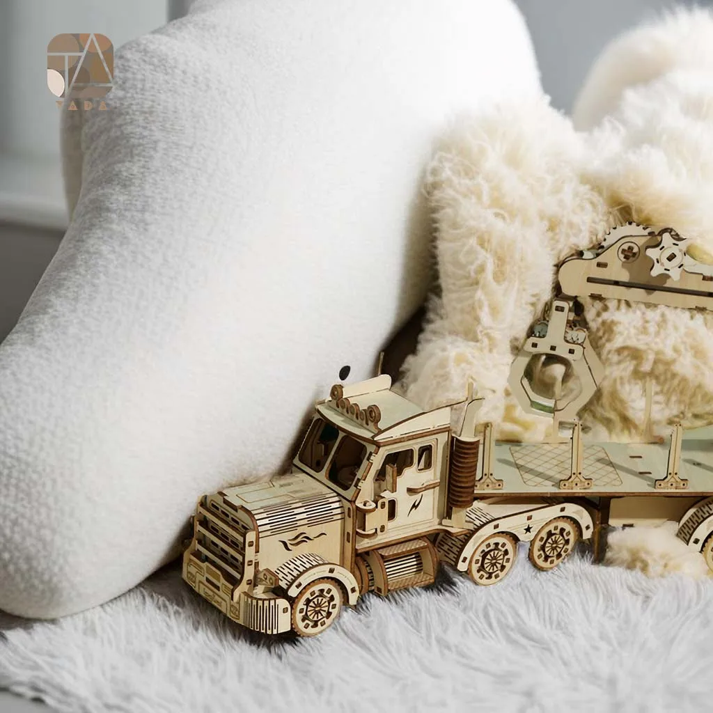 Tada ของเล่นปริศนาไม้3D แบบทำมือสำหรับเด็กผู้ใหญ่รถเครนเคลื่อนย้ายได้เกมการศึกษาโมเดลของขวัญ