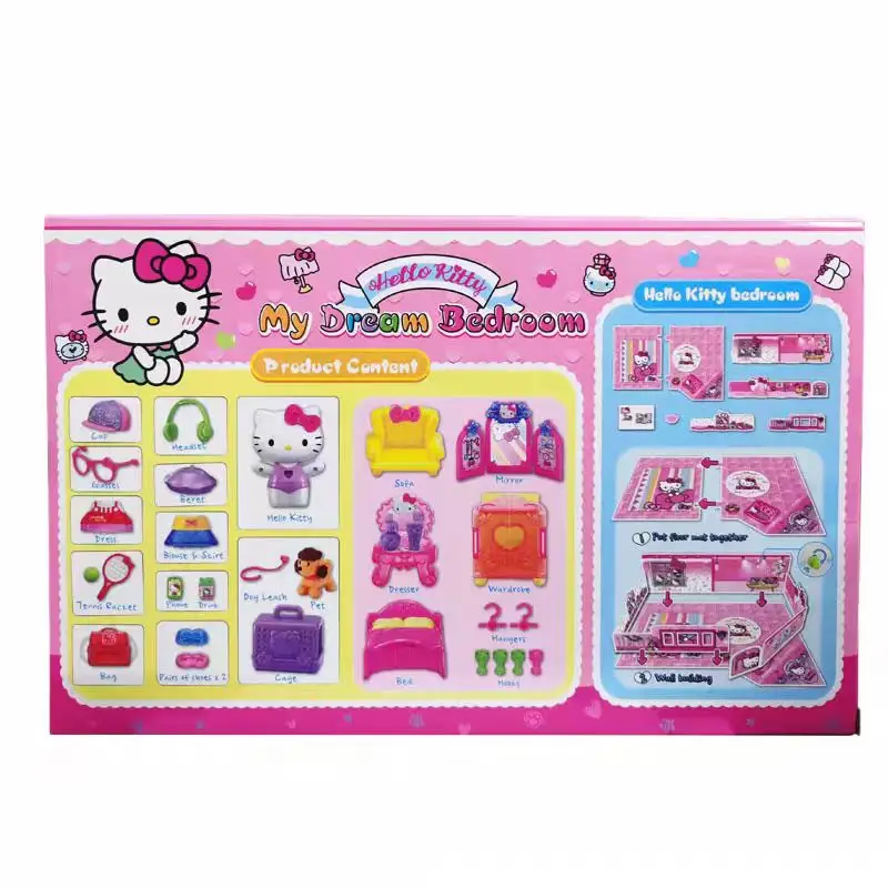 Hello Kitty's veelzijdige styling droomkamer 50127 aankleedpop meisje simulatie kamer meubilair speelhuis speelgoed