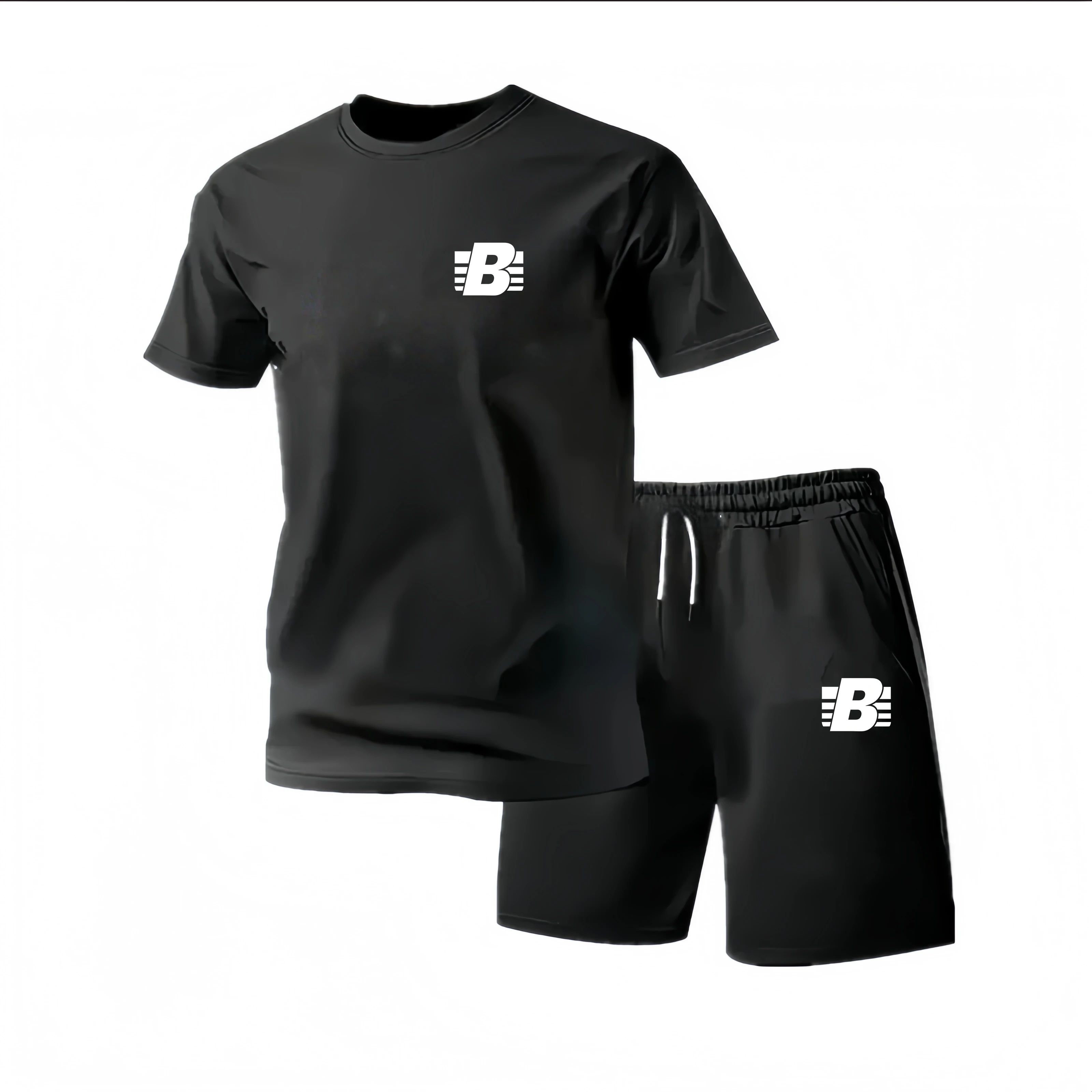 Summer Men's T-shirt, Fashionable Streetwear, Hip-Hop Short-Sleeved T-shirt, Casual Sports Fitness Outdoor T-shirt and Shorts TW