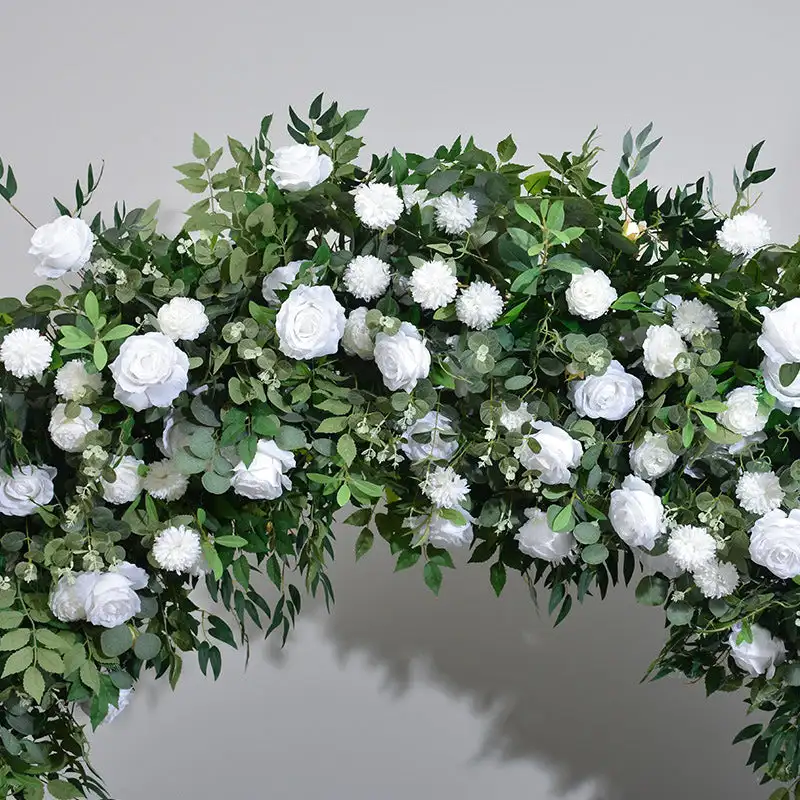 3D custom series opalescent Rose Hydrangea green leaf artificial mixed flower Round arch outdoor wedding banquet event decoratio