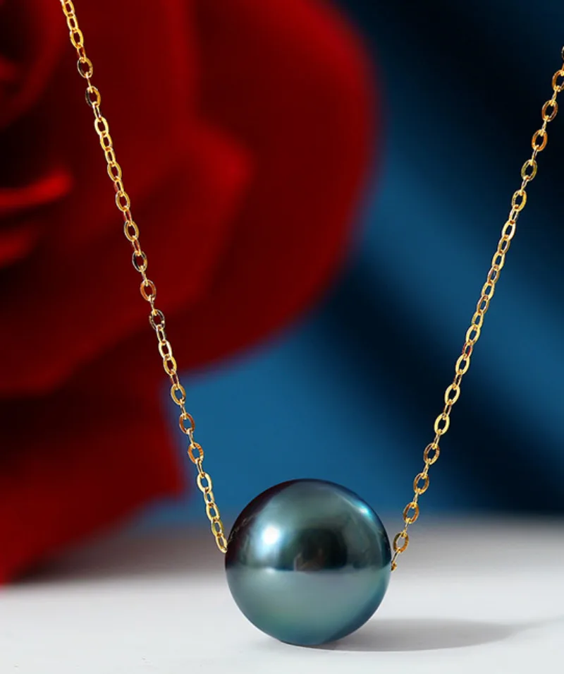 Huge 13mm Genuine Black Green blue Perfect Round Pearl Pendant Necklace Women Jewelry Wedding Party Gift 925 Sterling Silver