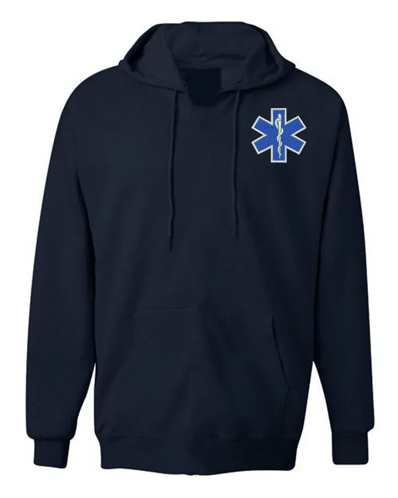 EMS EMT Star of Life Emblem Medical Paramedic Unisex Pullover Hoodie Comfortable Cotton Casual Mens Sweatshirt Streetwear