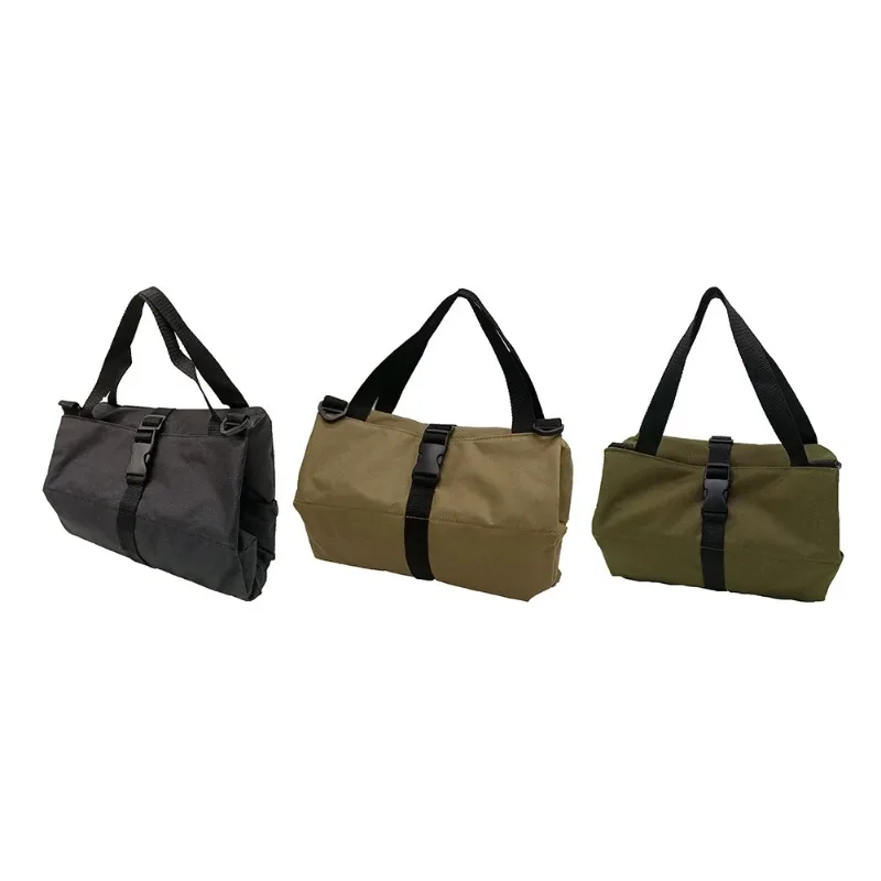 Multifunctional Roll Pouch Canvas Portable Working Tool Bag Multiple Pockets Carrier Handbag