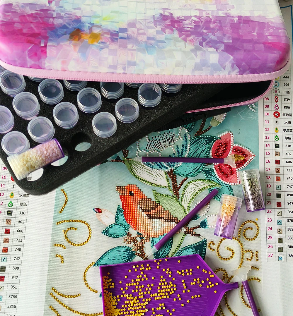 Diamond Painting Tools Accessories Art Painting Plastic Storage Bottle Cross Stitch Kit Purple 60 Bottle Storage Handbag