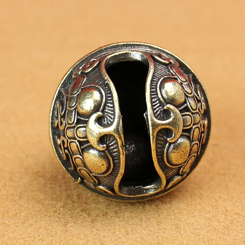 1PC Vintage Brass Keychain Chinese Good Luck Pure Copper Gluttonous Bell Car Key Chain Pendant Small Pendant Men And Women