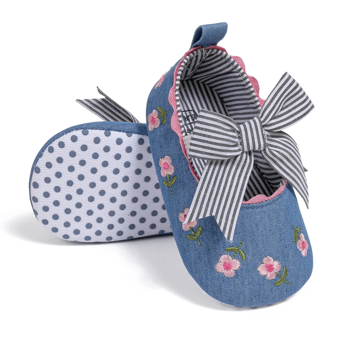 New Flower Embroidery Ballet Baby Girl Shoes Bow Bow Soft Bottom Non-slip Princess Shoes First Toddler Infant Shoes