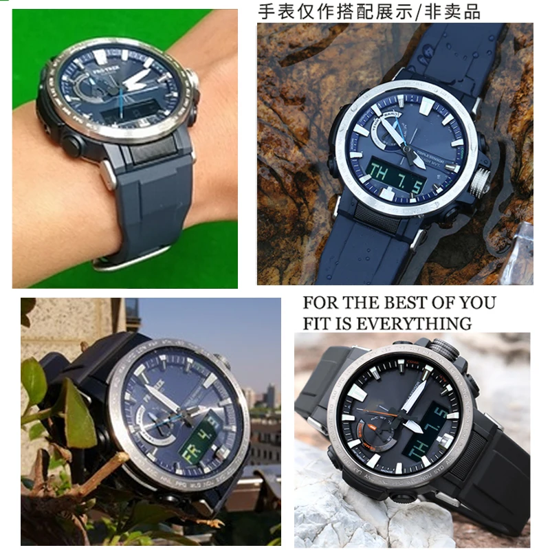 Prw30 سيليكون حزام 24 مللي متر ل كاسيو PROTREK PRW60 70 50 30 حزام ساعة اليد PRW6800 PRW6900 المطاط حزام سوار للرجال الساعات