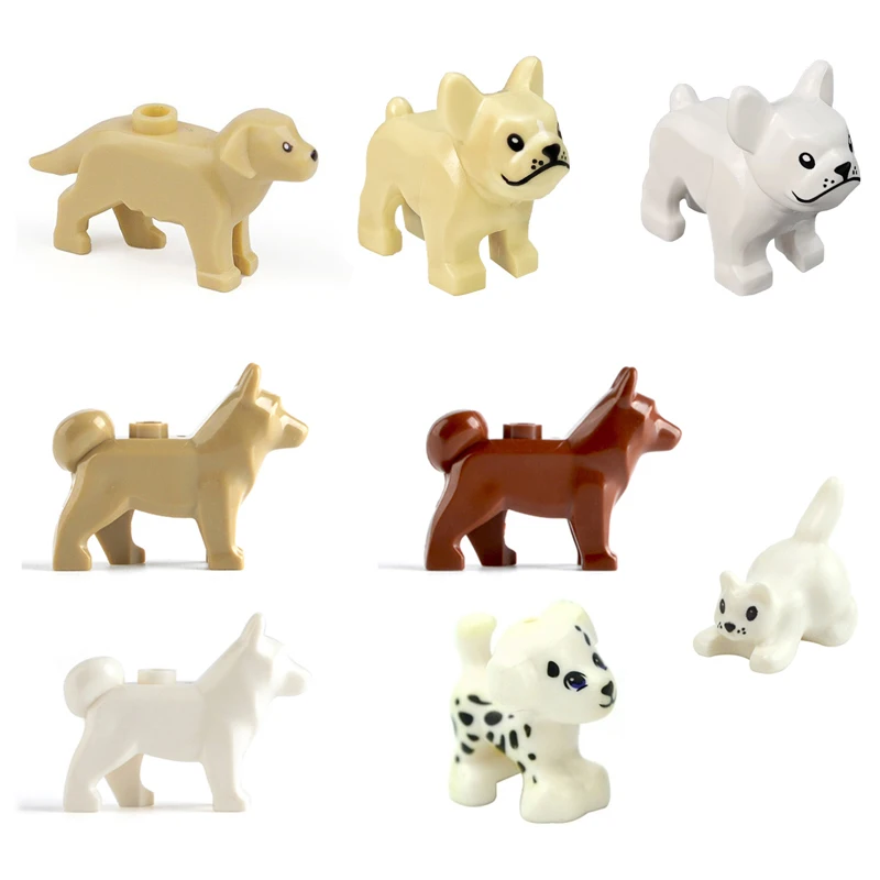 Animals MOC Building Blocks Siberian Husky Pet Parts Bricks Toys Golden Retriever/French Dou Dog Dalmatians Compatible With LEGO