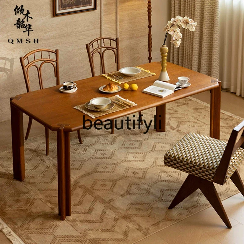 

S7486teae Североамериканский вишневый французский ретро-бревенчатый обеденный стол, верстак для гостиной, рабочий стол