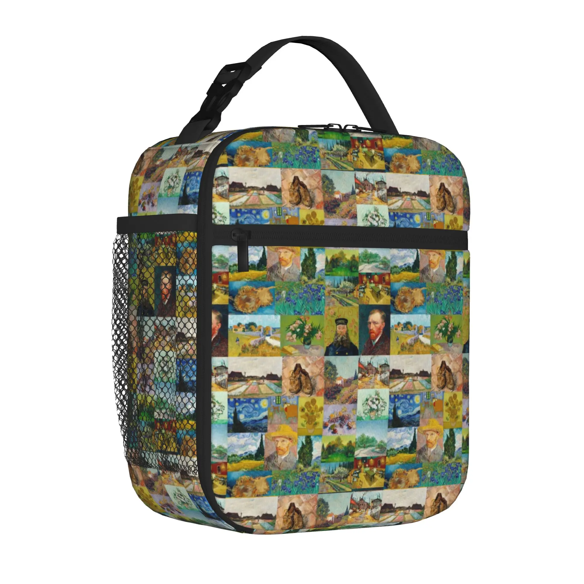 Insulated Lunch Tote Bag Van Gogh Collage artist sunflowers New art self portrait Cooler Thermal Lunch Container Portable Picnic