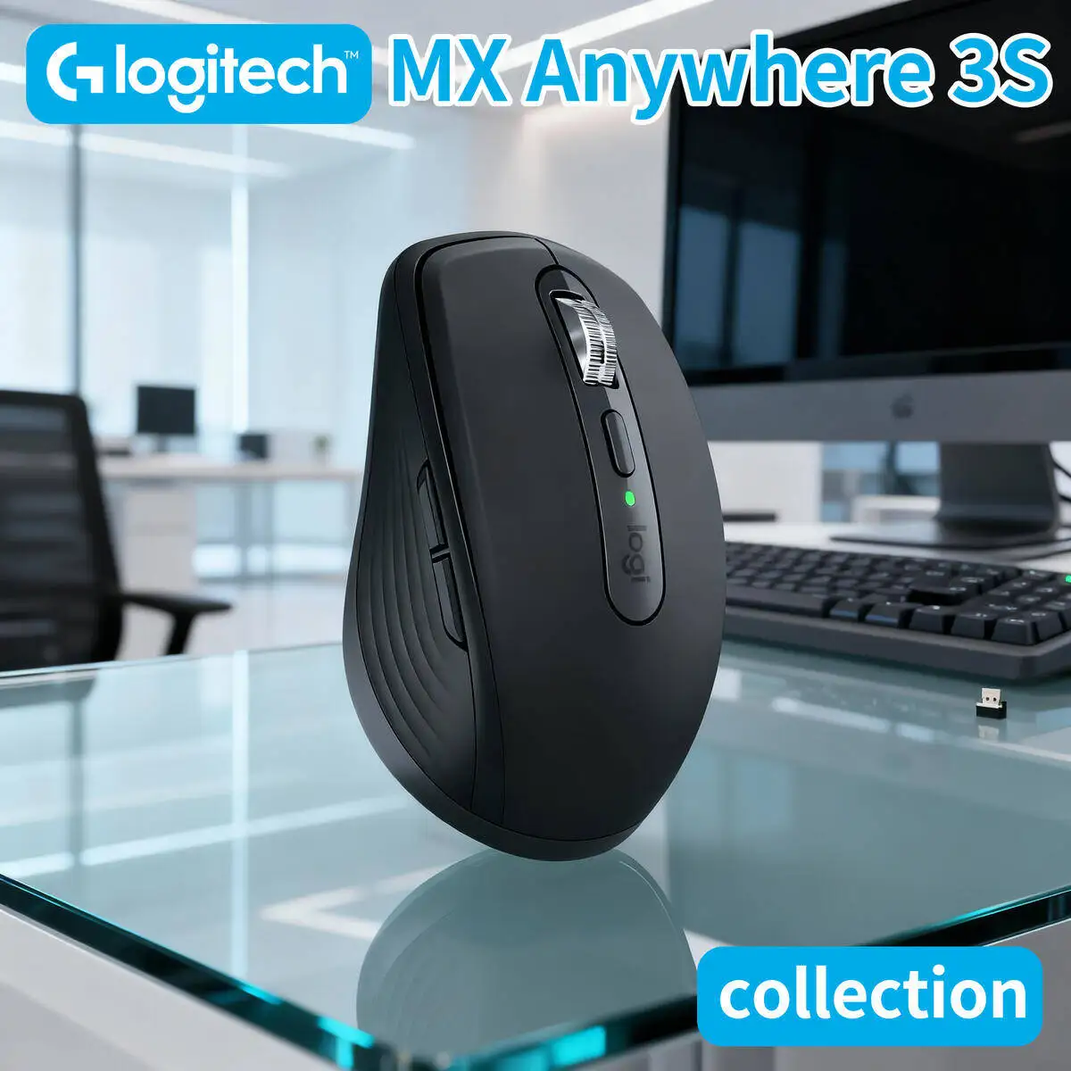 

Logitech MX Anywhere 3S Bluetooth Mouse – Cross-Computer Control, Ergonomic Grip, Fast Charging