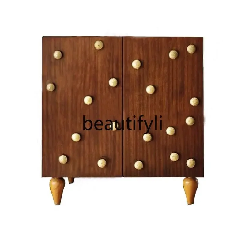 

A16 American medieval solid wood shoe cabinet retro dining side cabinet classical entrance storage cabinet