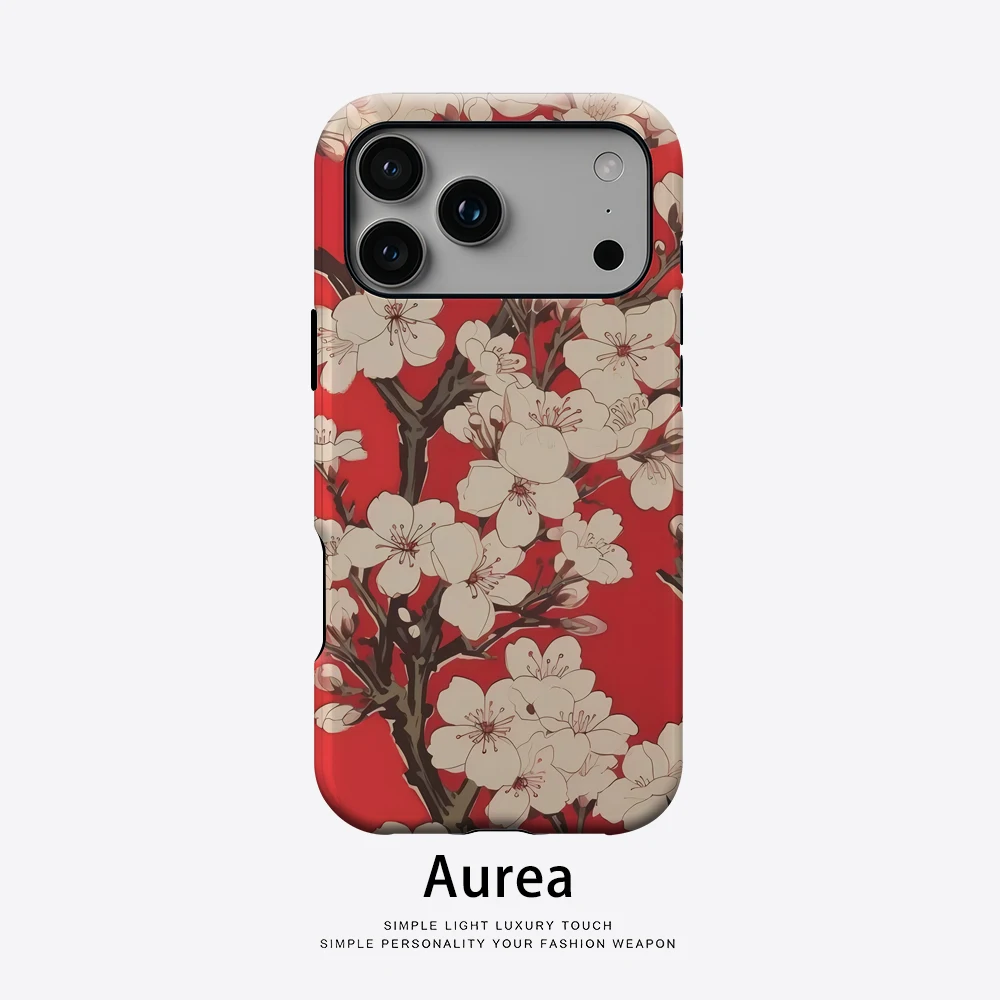 Crimson Blossom Handyhülle für magnetische Handyhülle für IPhone 17 16 15 14 13 Pro Max Plus, einzelne doppelschichtige robuste Hülle