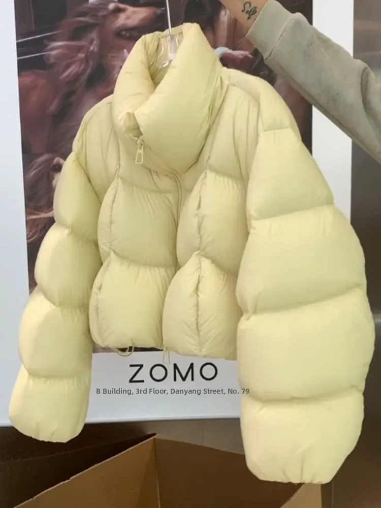 韓国風超可愛い黄色いオルトパフ餃子ダウンジャケットレディース冬新作小さめサイズパンコート通勤ストレート...