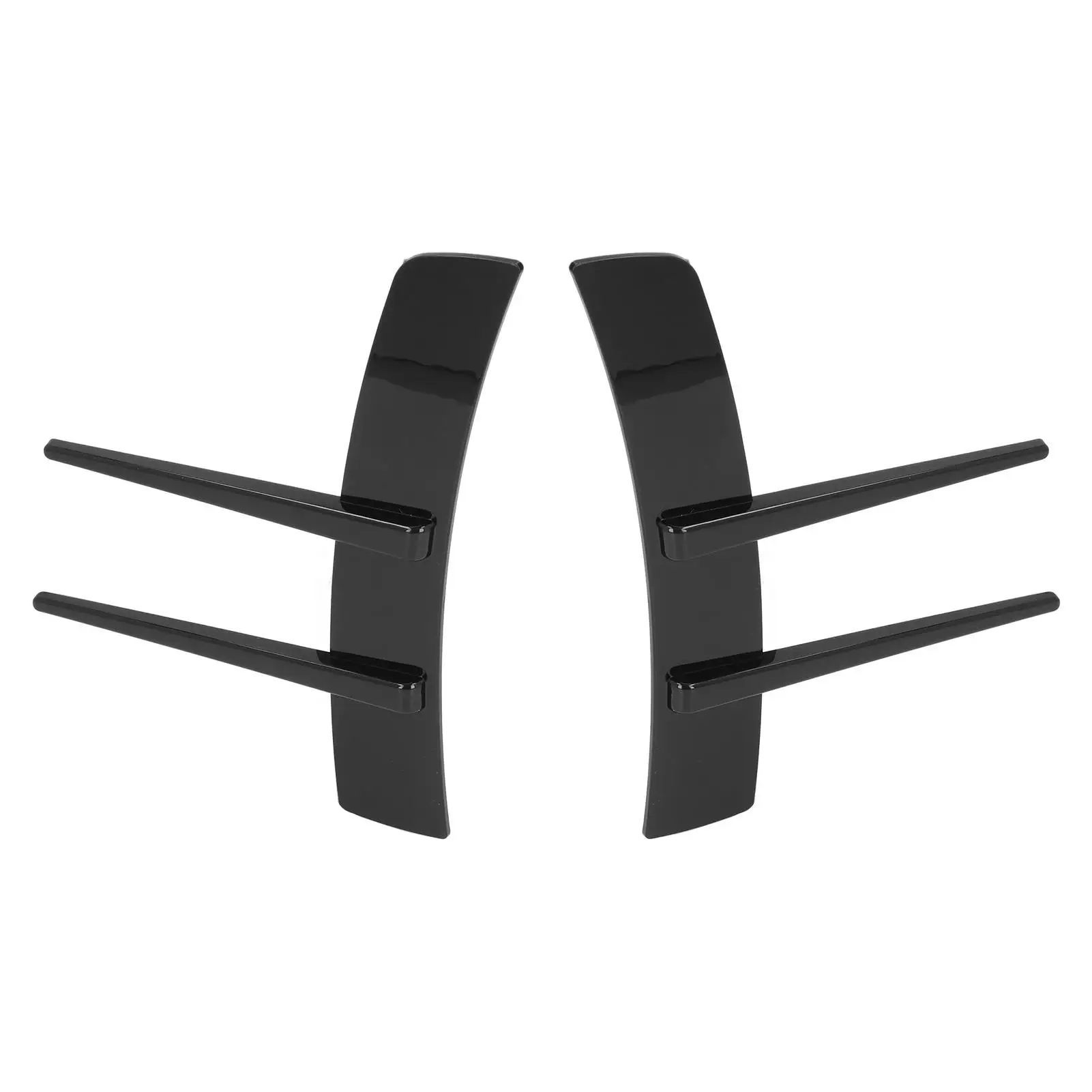 2 قطعة المصد الأمامي الأسود اللامع الجانب سبويلر ABS الجسم سبويلر Canard لملحقات السيارة غطاء الحاجز