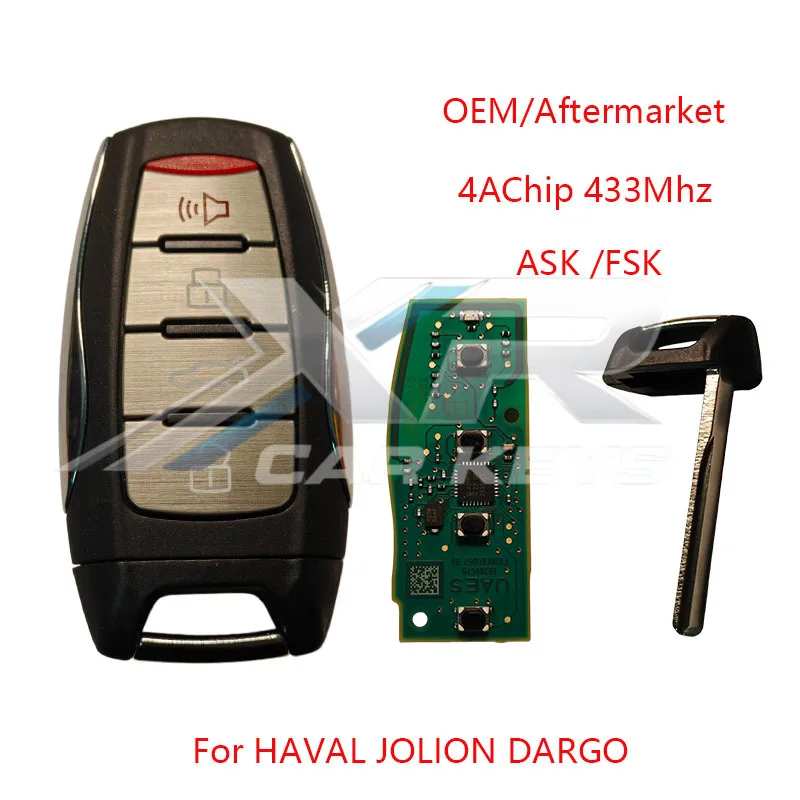Original OEM Remote Smart Key ID4A Chip 433MHz ASK/FSK for GWM HAVAL JOLION DARGO New H6 F7