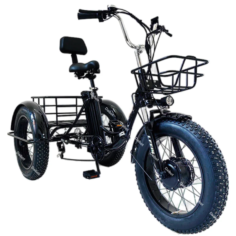 AliExpress 500W 48V Fat Tire Electric Bike 3 Wheels For Adults 7 Speed Folding Electric Bicycle 20 Inch For The Elderly With Basket
