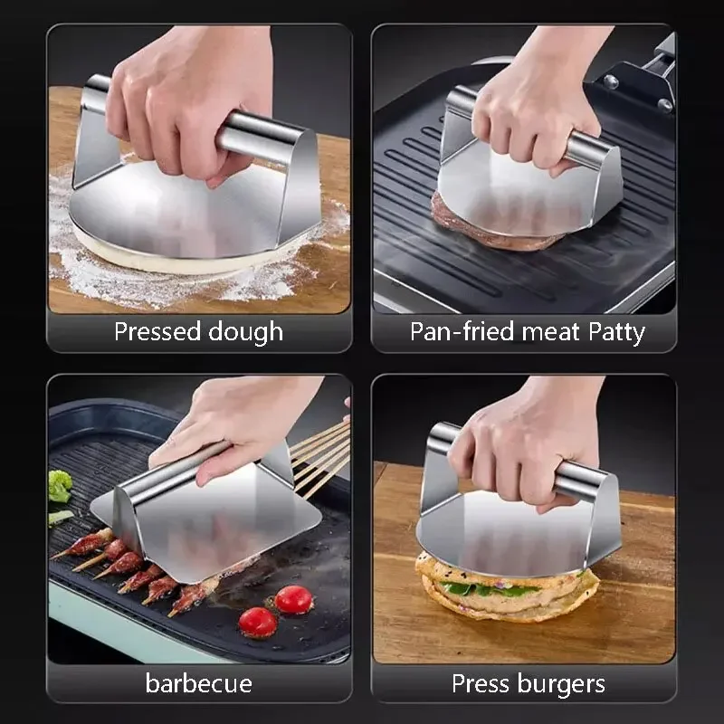 1pc Stainless Steel Hamburg Meat Press Professional Square Press Non-Stick Patty Press Easy Clean for Meats Kitchen Accessories