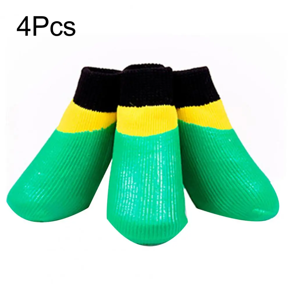 4Pcs Pet Socks Waterproof Puppy Booties Shoes Wear-resistant Dog Boots Cotton Breathable Pet Paw Protector for Walking