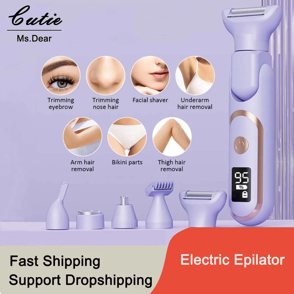 

5 In 1 Painless Women Shaver for Private Areas Bikini Body Hair Removal Shaving Machine Waterproof Electric Razor Lady Epilator