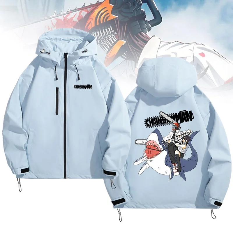 

Повседневная куртка с капюшоном и мультяшным принтом Saw Demon, театральная версия, Chain Saw Man, свободный крой, полиэстер, стандартная длина, на молнии