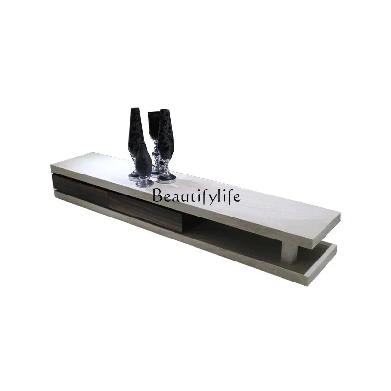 

LJY*Furniture Marble Coffee Table TV Cabinet Natural Stone Tea Table Floor Cabinet