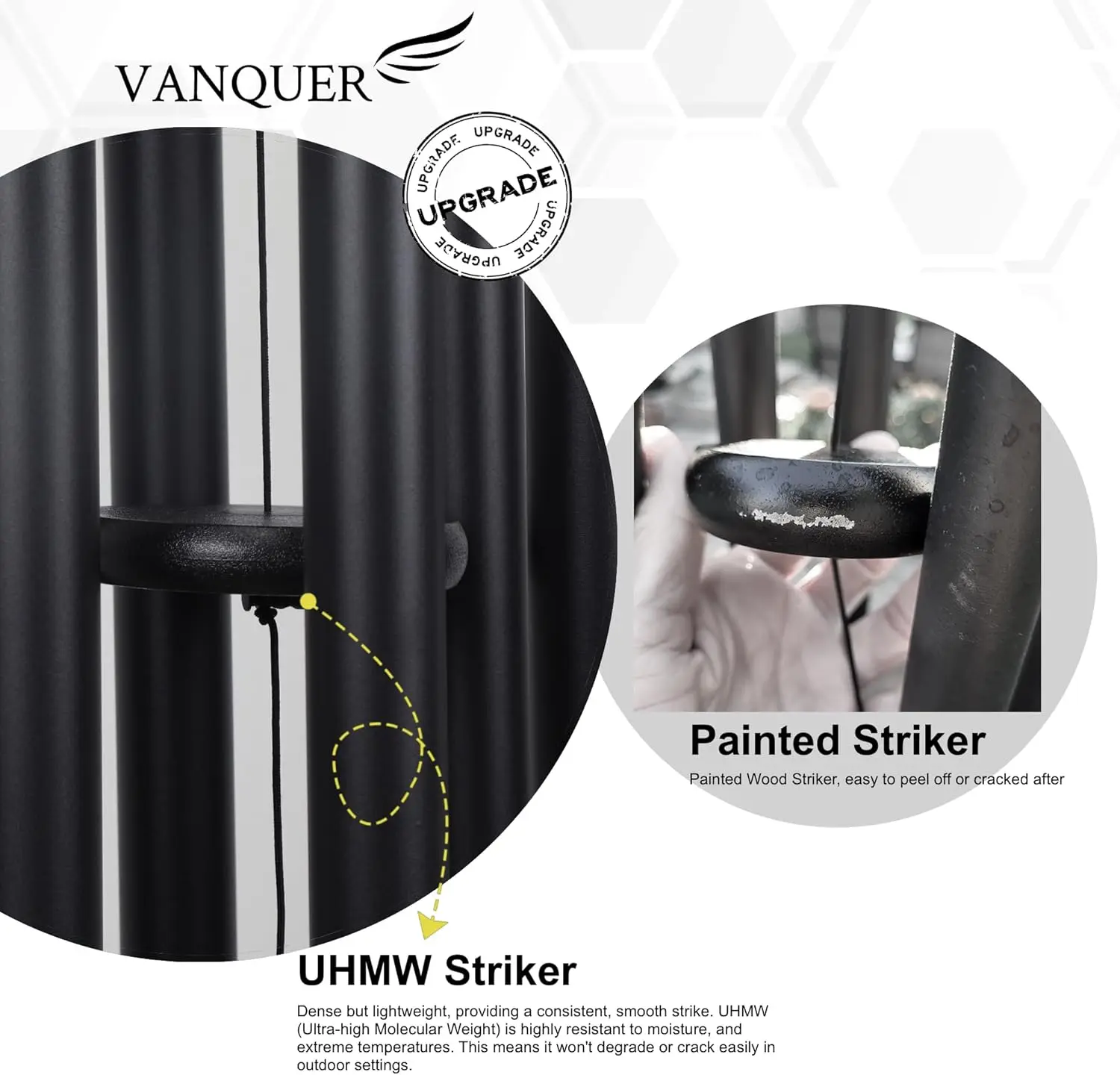 Sinos de vento de tom profundo de 58 polegadas para quintal de pátio de jardim ao ar livre, presente de simpatia memorial, decoração de casa