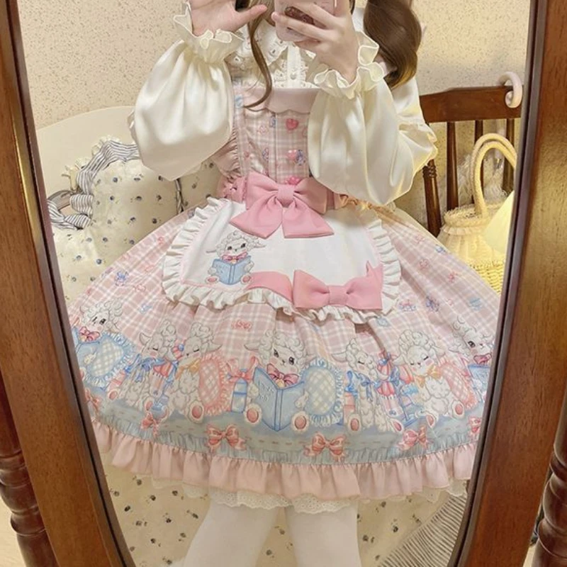 Japanese Kawaii Girl Sweet Cute Lolita Shirt Y2k Aesthetic Cartoon Embroidery Blouse Tops Women JK Loose Button Blusas Femme