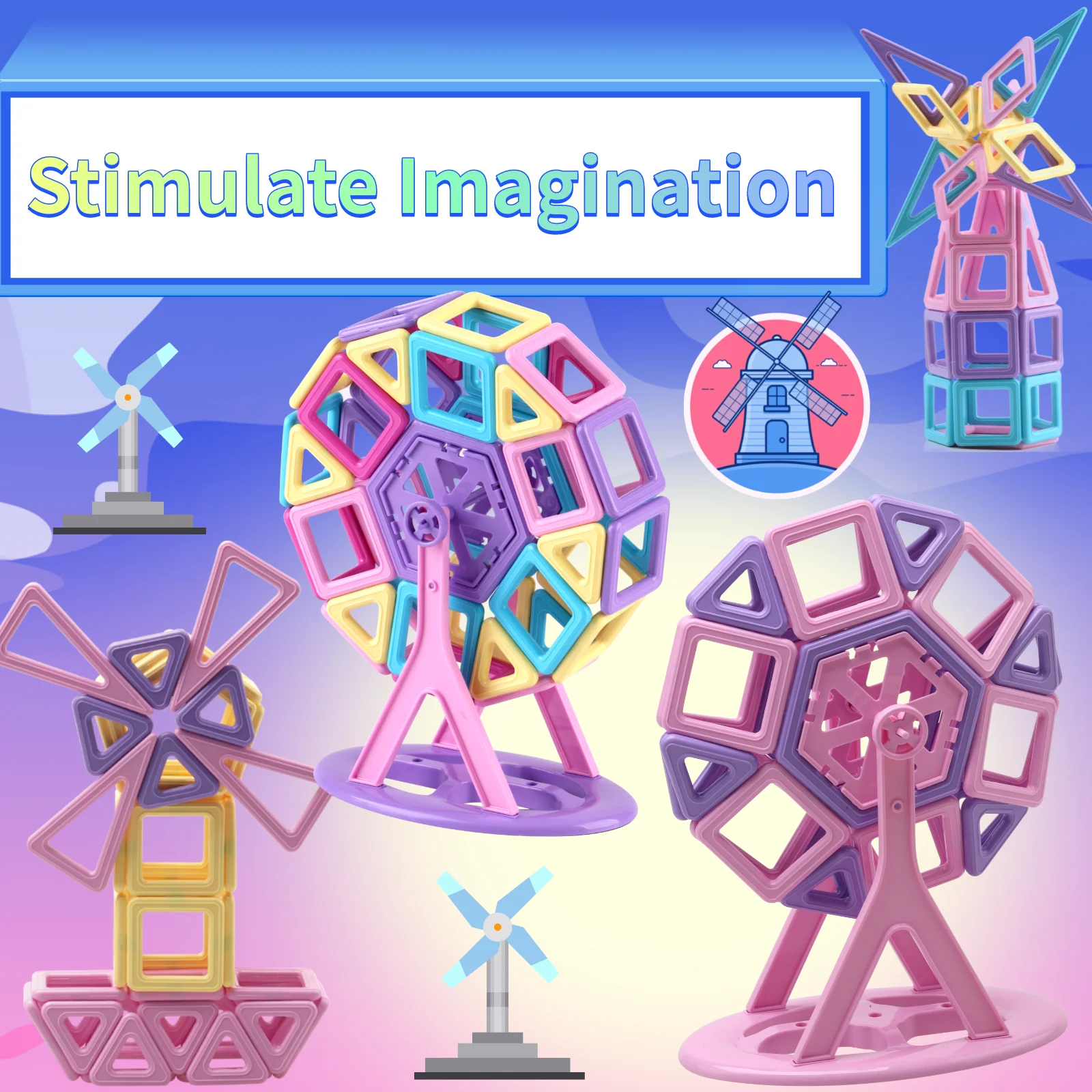 Juguetes de bloques de construcción magnéticos de 152 piezas adecuados para niños y niñas de 3 años más, bloques de construcción magnéticos, regalos de cumpleaños.