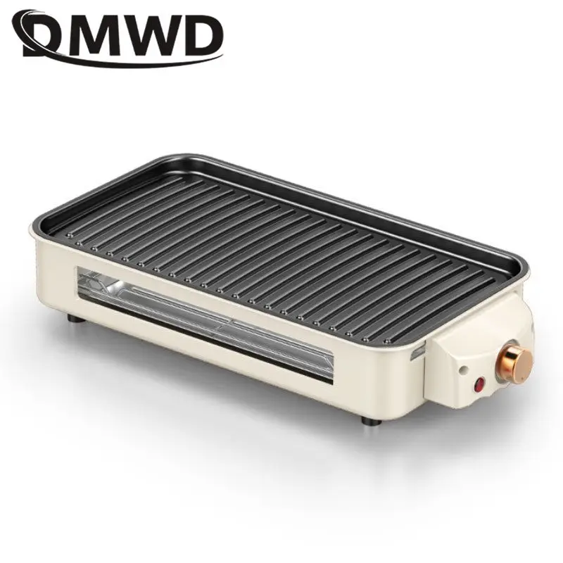 DMWD Korean Household Electric Ovens Smokeless Nonstick Barbecue Machine Electric hotplate Teppanyaki Grilled Meat Pan 1500W EU