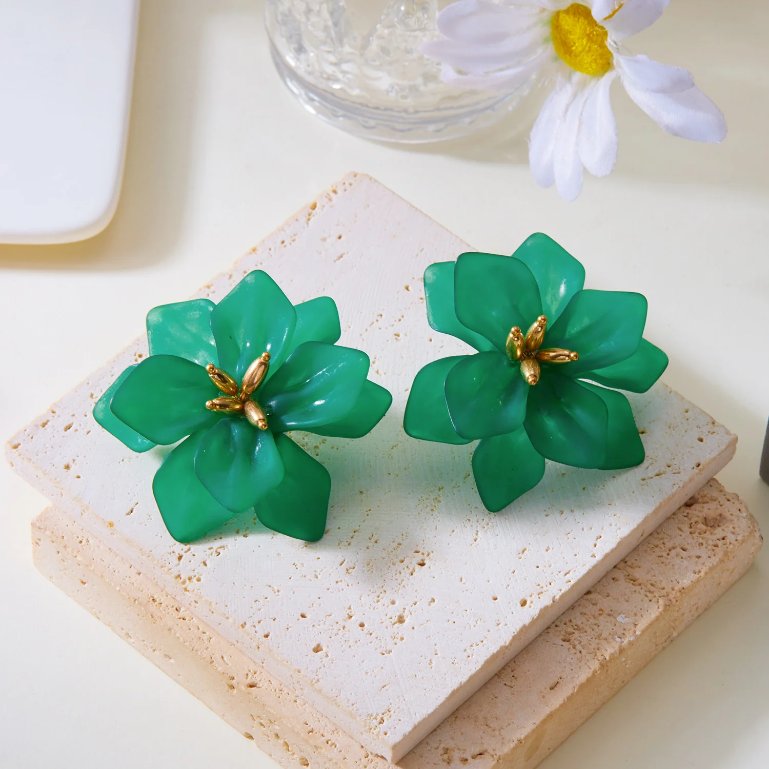 Übertriebene weiße Blumen-Ohrringe für Frauen, trendige Böhmen, bunte Blumen-Ohrstecker, Vintage-Schmuck, Hochzeits-Party-Geschenke – Detail 21