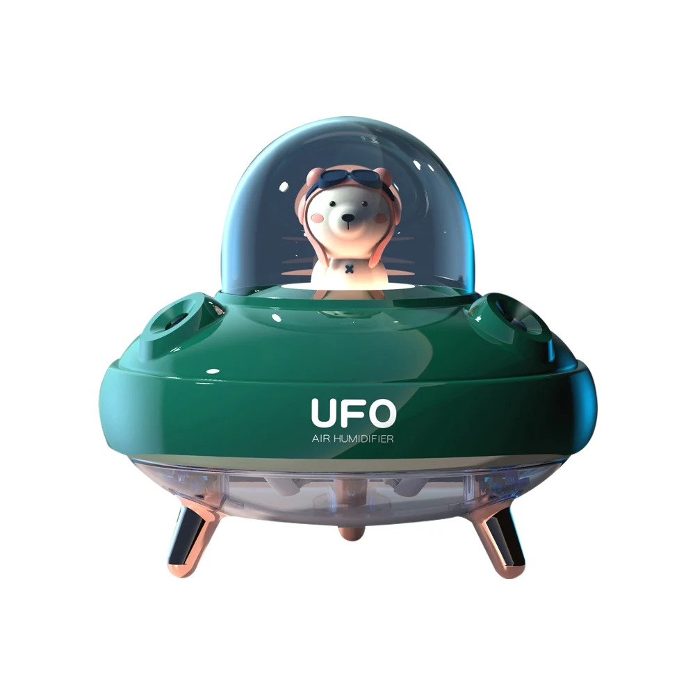 

Dual Nozzles UFO Humidifier Desktop Air Humidifier Cute Planet Bear LED Light Ultrasonic Aroma Essential Oil Diffuser H