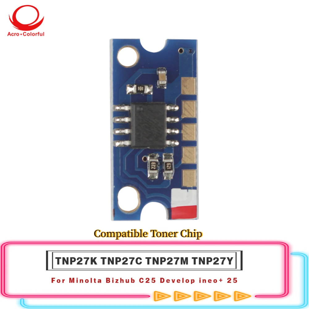 Compatible TNP27K TNP27C TNP27M TNP27Y Toner Chip For Minolta Bizhub C25 Develop Ineo+ 25 Cartridge 6K