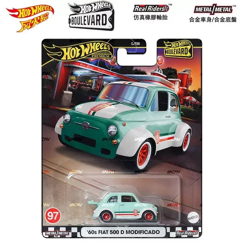 Original Hot Wheels Premium Car Boulevard 60s Fiat 500 D Modificado Toy for Boy 1/64 Diecast Voiture Alloy Model Collection Gift