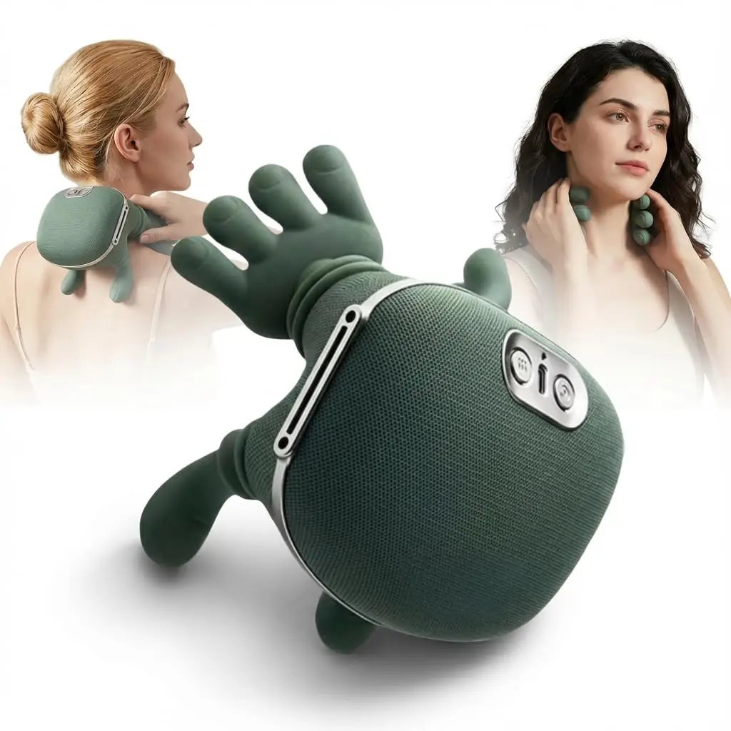バイオニックネックショルダーマッサージャー-指圧ネック＆バックマッサージャー-コードレスディープニーディングリラクゼーションツール-ハンドヘルドまたはストラップ使用
