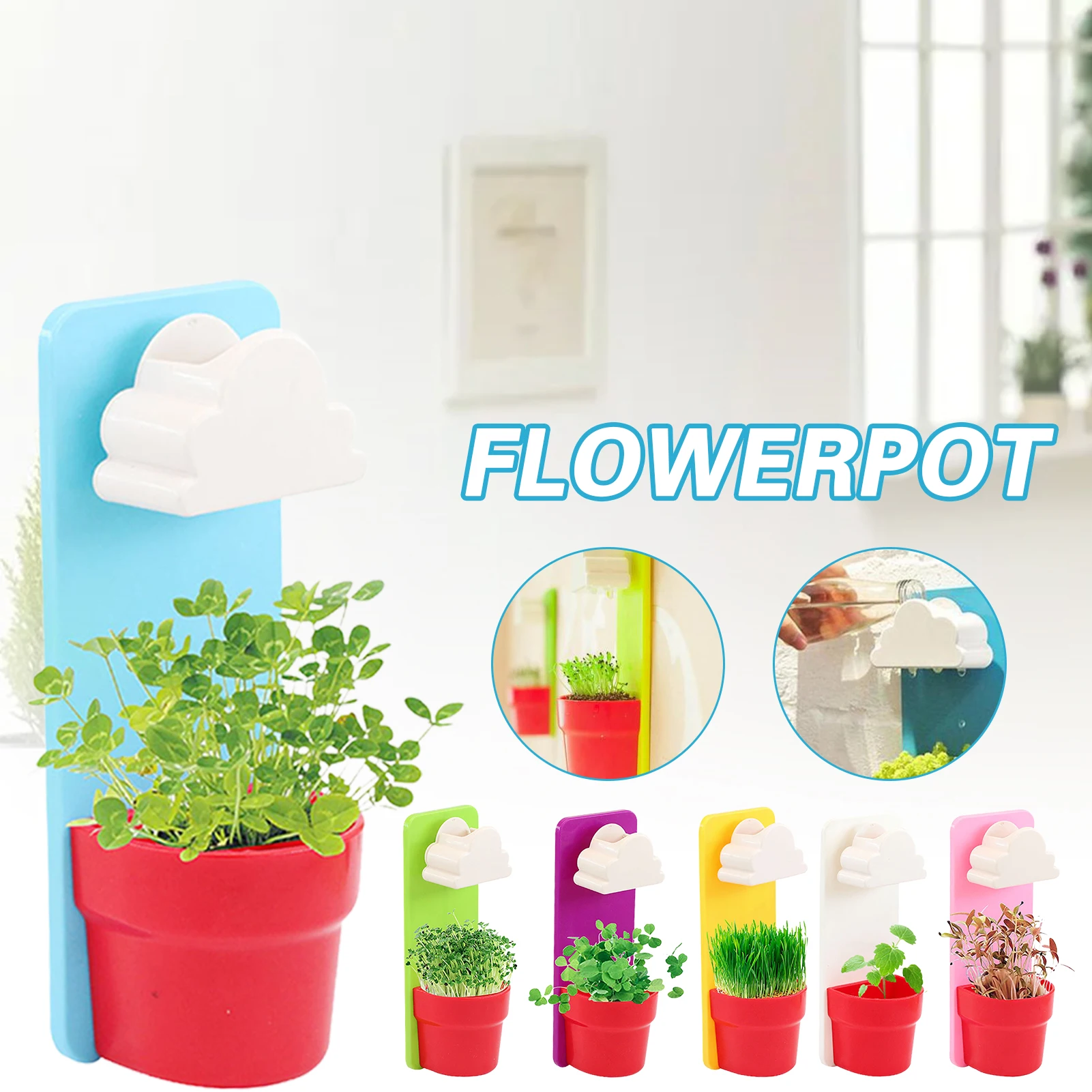 Newly Rainy Flower Pots Wall Hanging Mounted Planters With Clouds Shower Watering Innovative Design Macetas Para Plantas