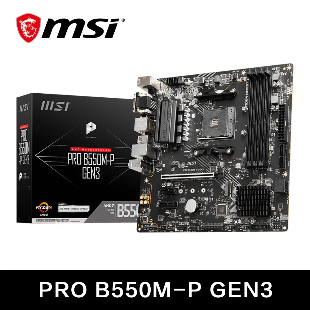 MSI PRO B550M-P GEN3 AMD Placa-mãe Gaming AM4 DDR4 M.2 Suporta CPU Ryzen R3 R5 R7 Série 5000 e 3000 Computador Desktop Placa-mãe