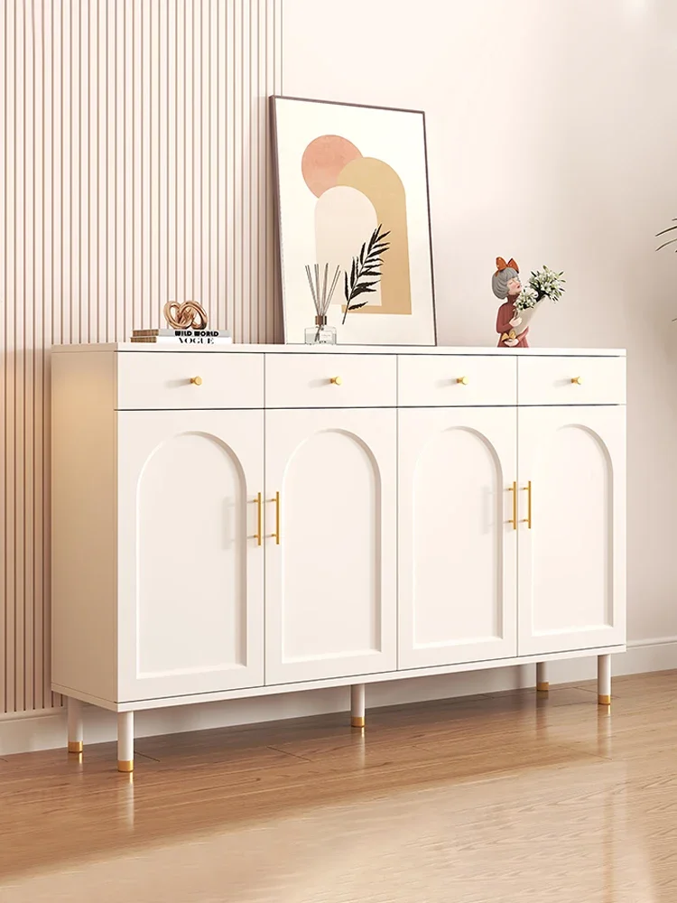 Cream Wind Solid Wood Leg Shoe Cabinet Household Door Wabi Wind Foyer Cabinet Modern Simple Large Capacity Balcony Locker