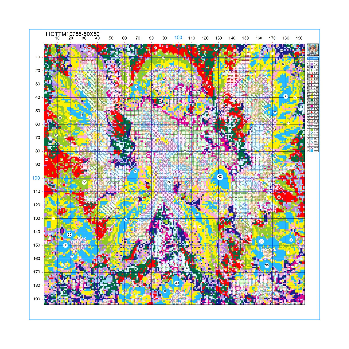 1 Stück, 50 x 50 cm / 19,69 Zoll, 11CT/14CT Kreuzstich-Set, DIY-Geschenk zum Valentinstag, Stickset für Festtage und den Alltag. – Detail 2
