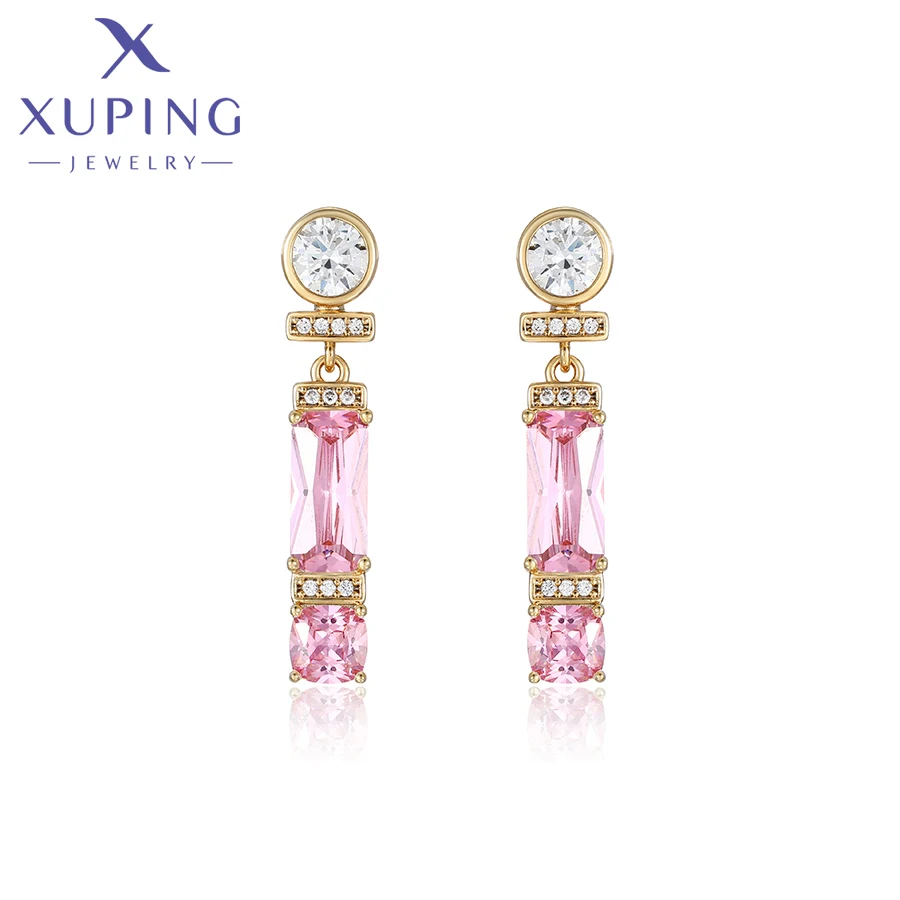 Xuping Jewelry New Arrival Fashion Square Shaped Light Gold Color Drop Earrings for Women Girl Party Gift X000990475