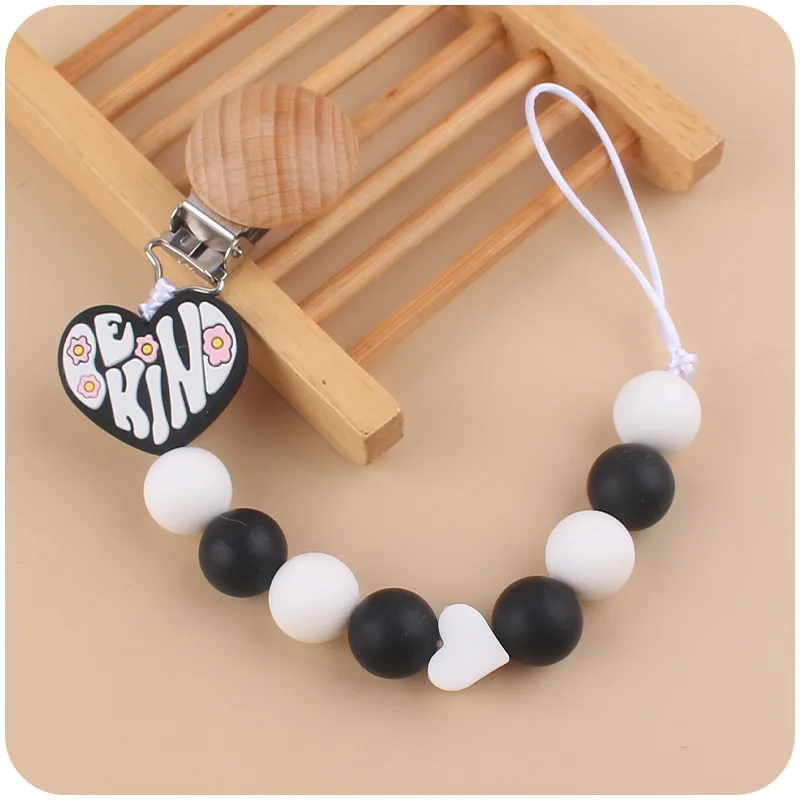 ABCPICK Bambino Del Fumetto Amore Massaggiagengive Creativo Del Bambino FAI DA TE Piccolo Amore Morso Del Silicone Catena Ciuccio Prevenire La Catena Manichino Pinze Regolabili