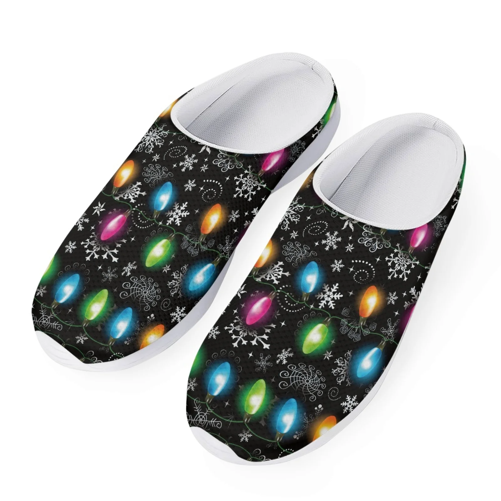 Colorful Christmas Pattern Woman Flats Slides Casual Half Shoes For Women Men Slip-On Summer Beach Shoes Loafers Slippers Mules