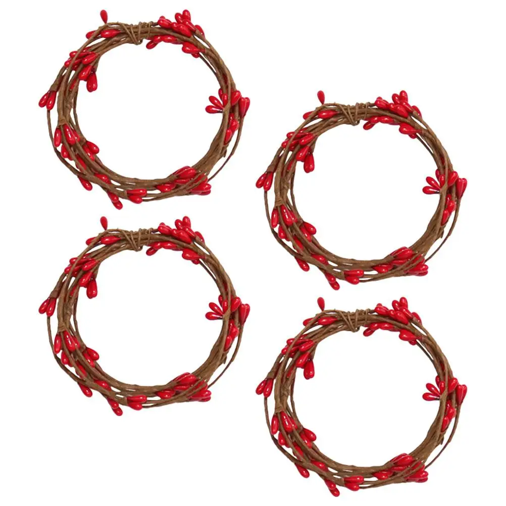 

4 Pcs Artificial Red Berry Rattan Christmas Ornaments for Home Decor DIY ProjectsChristmas Berry Wreath Holiday Party Supplies